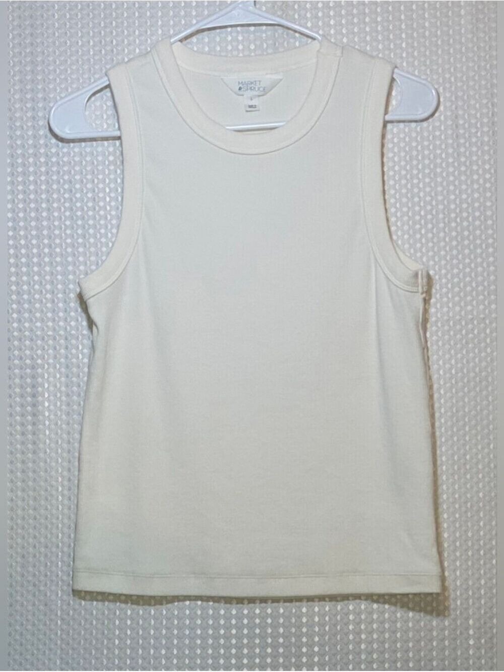 Market & Spruce White Ribbed Muscle Tank Top Large - Picture 3 of 12